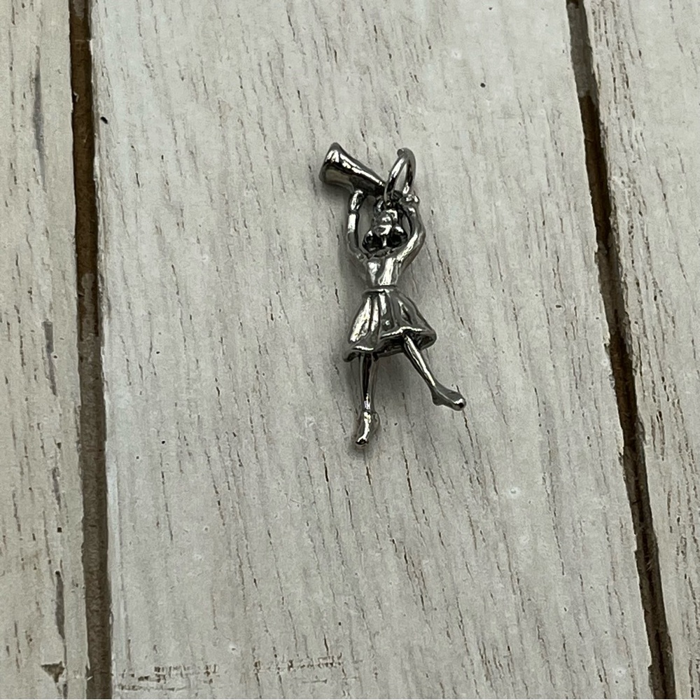 Dynamic sterling Silver cheerleader charm pendant